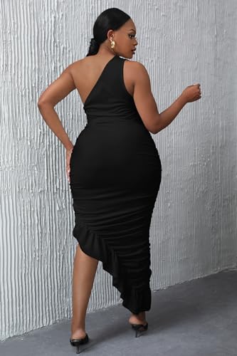 Vestido fiesta entallado sin mangas, cruzado con volantes