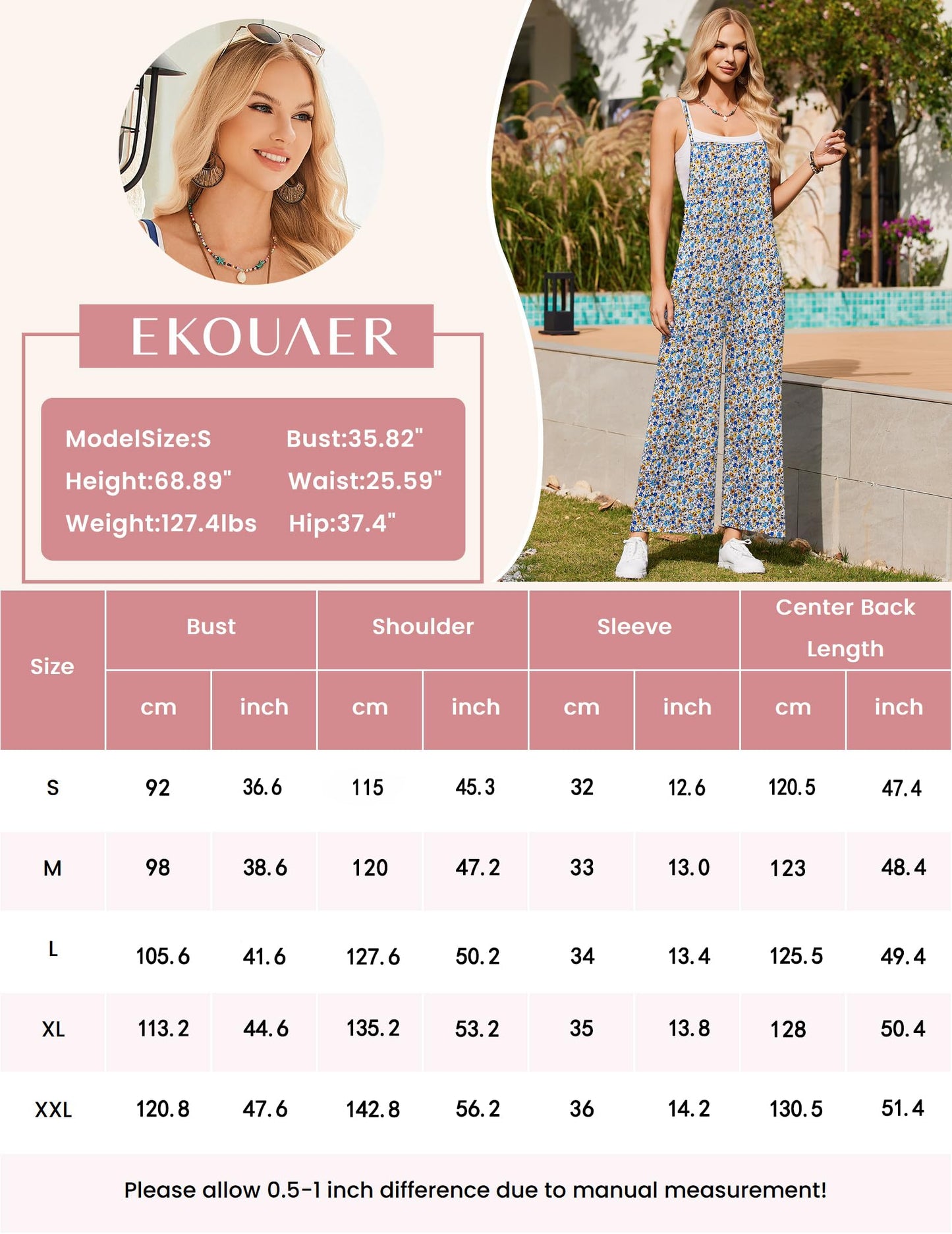 Womens Causal Sleeveless Jumpsuits Summer Boho Wide Leg