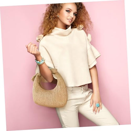 Bow Design Straw Handbag for Women