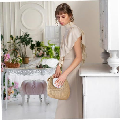Bow Design Straw Handbag for Women