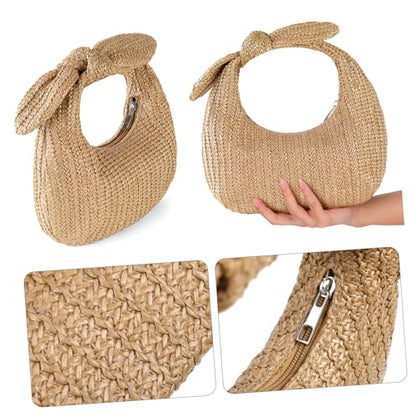 Bow Design Straw Handbag for Women