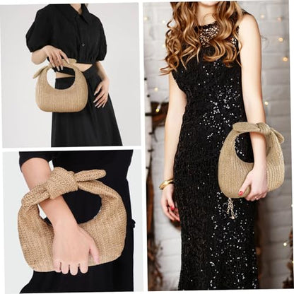 Bow Design Straw Handbag for Women
