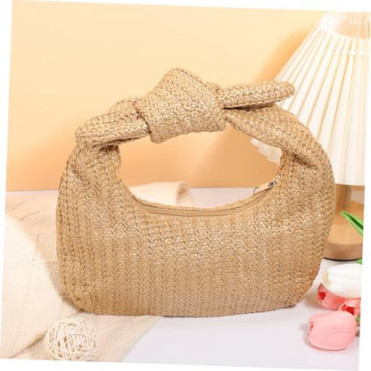 Bow Design Straw Handbag for Women