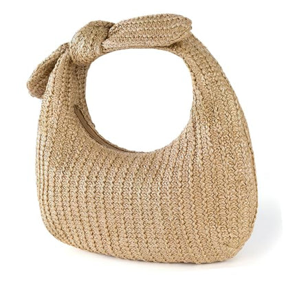 Bow Design Straw Handbag for Women
