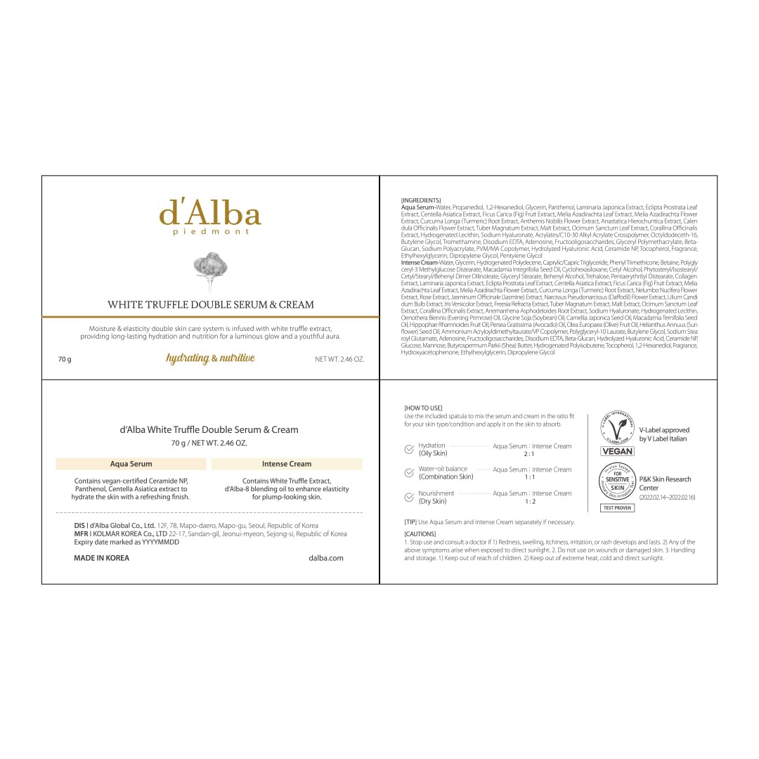 d'alba Crema y suero doble de trufa blanca italiana, 2 en 1
