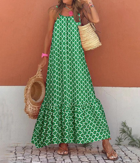 Vestido casual largo playero verde