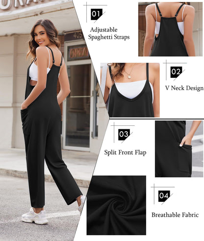 Women's Sleeveless Jumpsuits Stretchy Adjustable