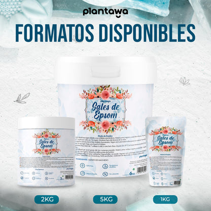 Sales de Epsom 1KG | Sal de Baño Concentrado de Magnesio Puro  100% Naturales