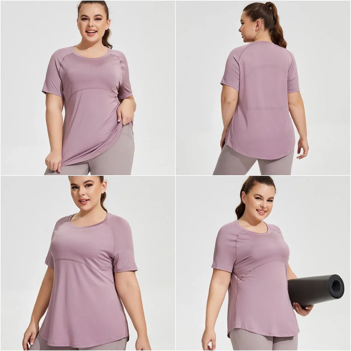 Camiseta fitness manga corta plussize