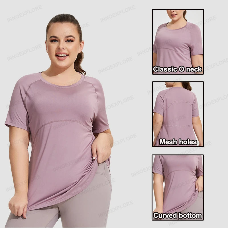 Camiseta fitness manga corta plussize