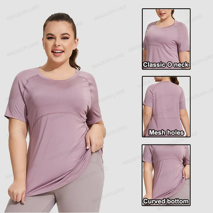 Camiseta fitness manga corta plussize