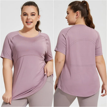 Camiseta fitness manga corta plussize