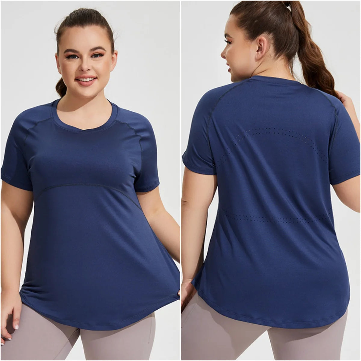 Camiseta fitness manga corta plussize
