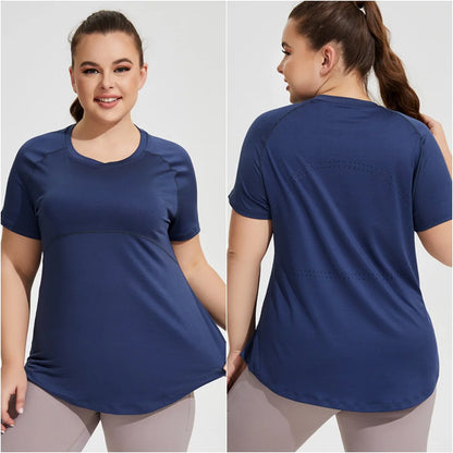 Camiseta fitness manga corta plussize