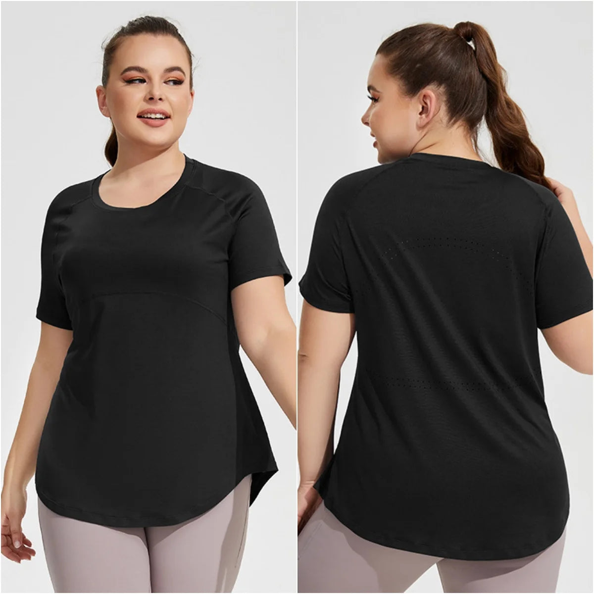Camiseta fitness manga corta plussize